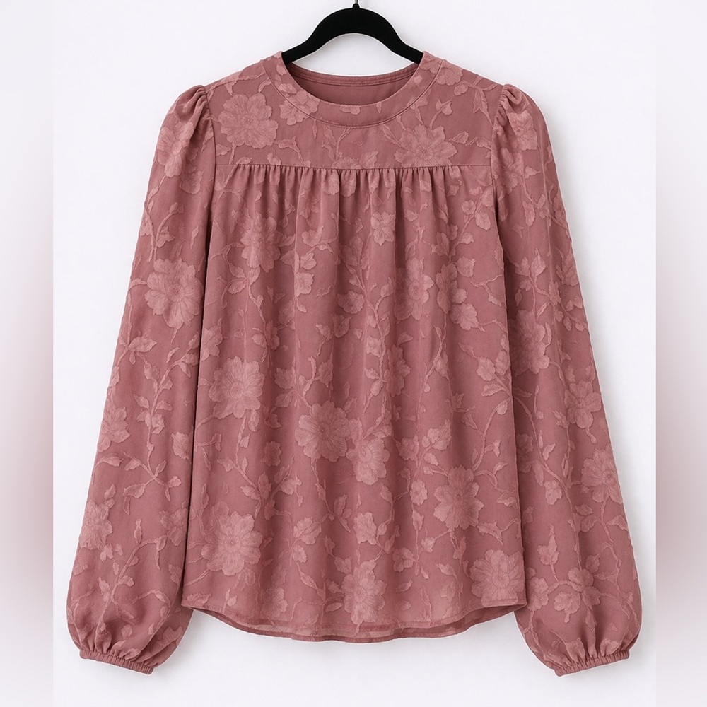 New STARVNC Women Floral Print Crew Neck Half Sleeve Pink Blouse, S